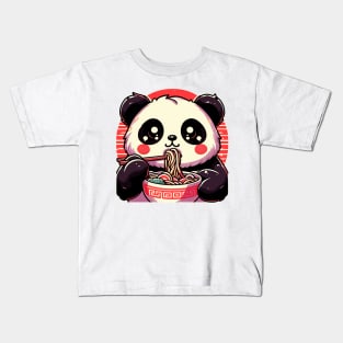 Kawaii panda eat ramen Kids T-Shirt